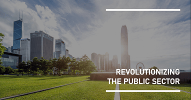 Revolutionizing the public sector with a city backdrop.